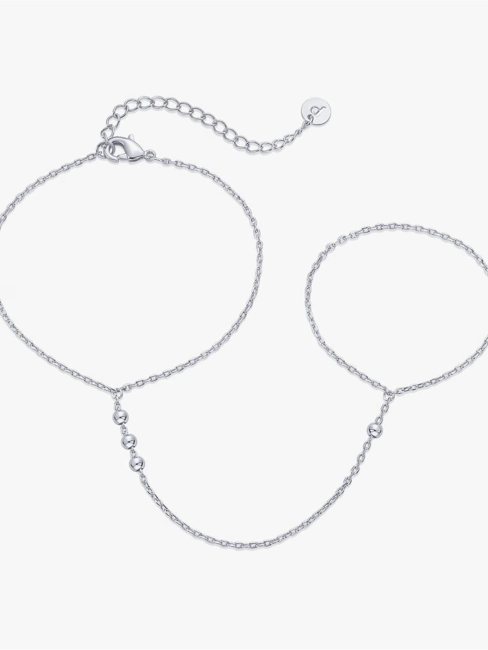 Delicate Sterling Hand Chain Bracelet - Silver
